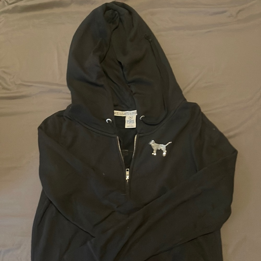 PINK by Victoria Secret. Black hooded zip up. Size large